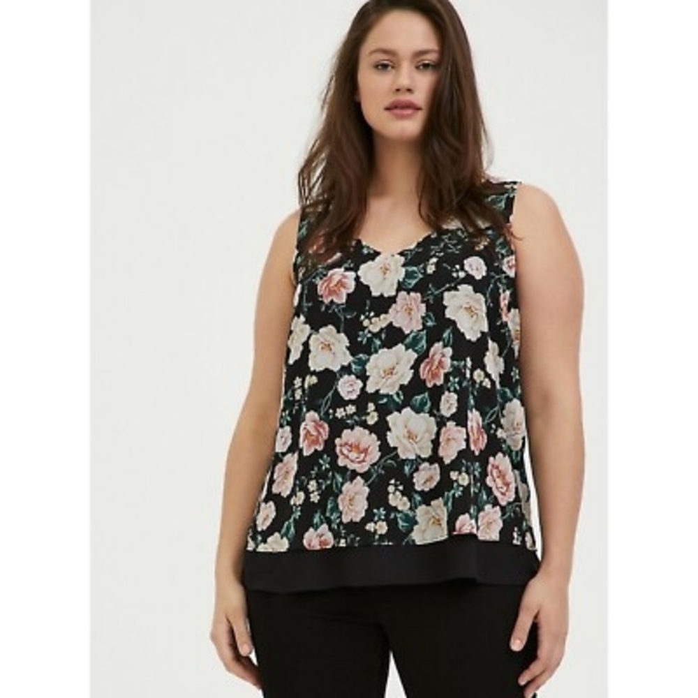 ❌️SOLD❌️ Torrid Black Floral Tank Top